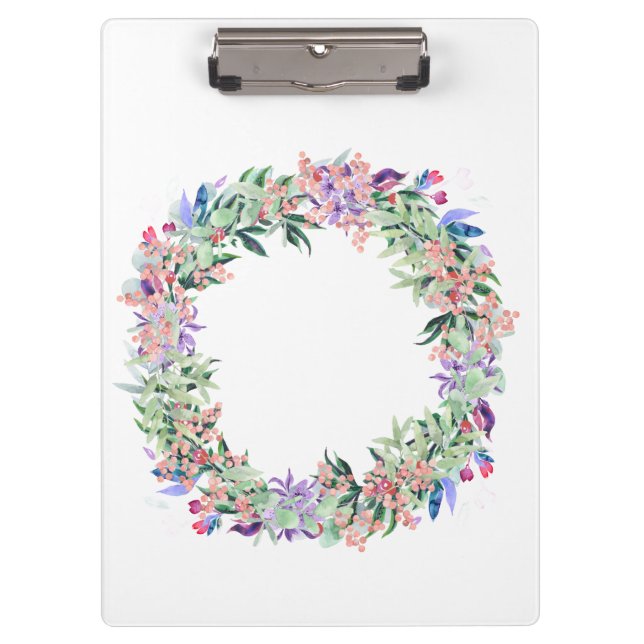Floral Berries Wreath Klemmbrett (Vorderseite)