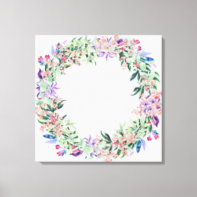 Floral Berries Wreath Leinwanddruck (Vorderseite)