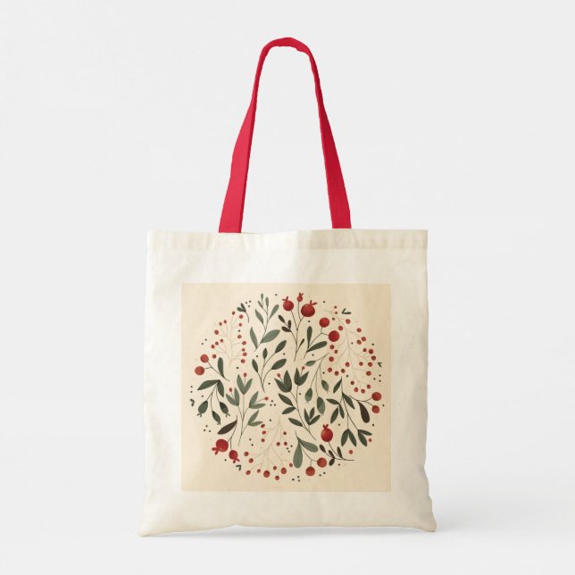 Floral Berry Circle Design Tragetasche (Rückseite)