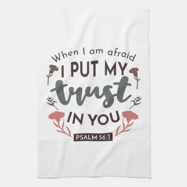 Floral Bible Verse Art 'I put my trust in you' Geschirrtuch (Vertikal)