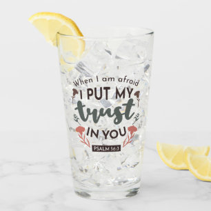 Floral Bible Verse Art 'I put my trust in you' Glas