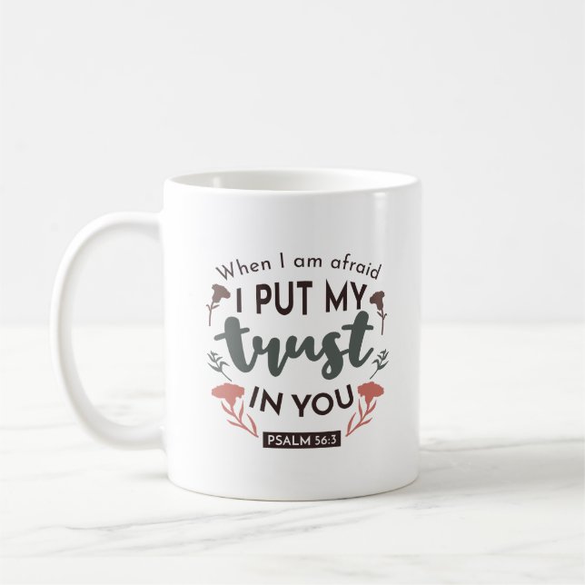 Floral Bible Verse Art 'I put my trust in you' Kaffeetasse (Links)