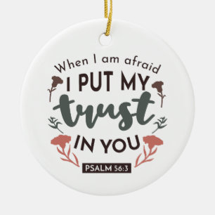Floral Bible Verse Art 'I put my trust in you' Keramik Ornament