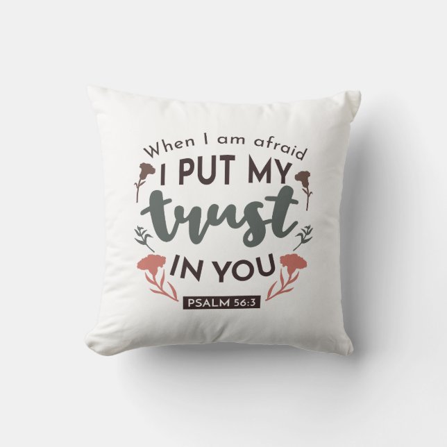 Floral Bible Verse Art 'I put my trust in you' Kissen (Vorderseite)
