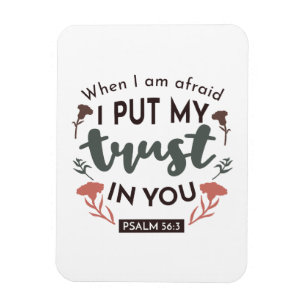 Floral Bible Verse Art 'I put my trust in you' Magnet