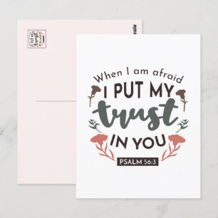 Floral Bible Verse Art 'I put my trust in you' Postkarte