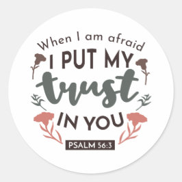 Floral Bible Verse Art 'I put my trust in you' Runder Aufkleber