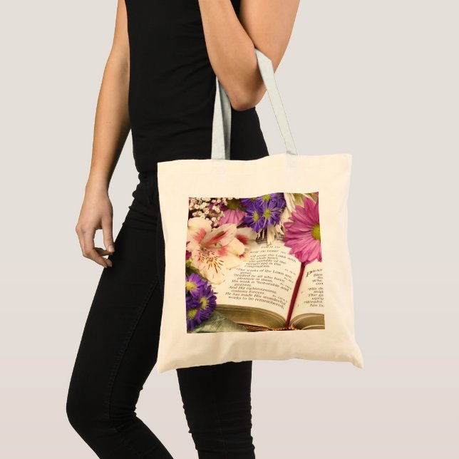 Floral Bible Verse Tote Bag Glaube & Blume Tragetasche (Vorderseite (Produkt))