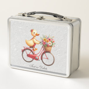 Floral Bicycle Duck Metal Lunch Box