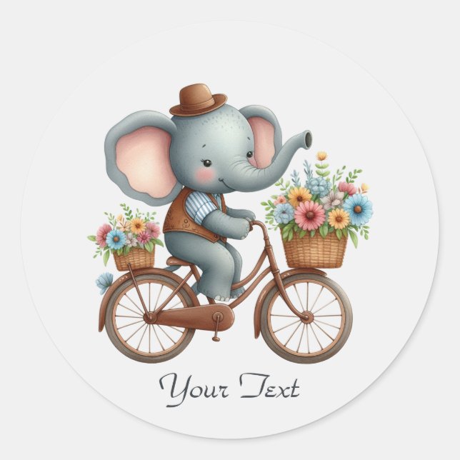 Floral Bicycle Elephant Sticker (Vorderseite)