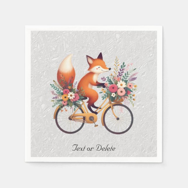 Floral Bicycle Fox Napkins Serviette (Vorderseite)
