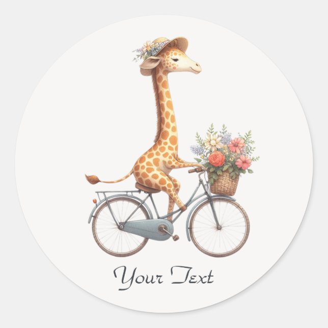 Floral Bicycle Giraffe Aufkleber (Vorderseite)