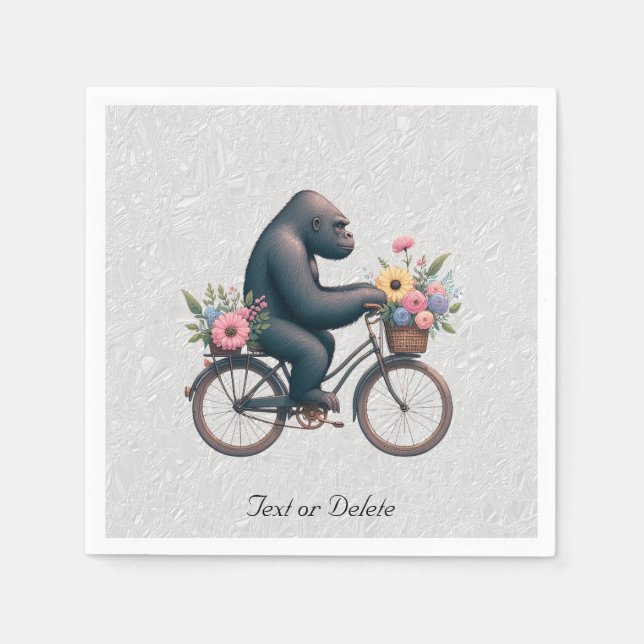Floral Bicycle Gorilla Napkins Serviette (Vorderseite)