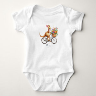 Floral Bicycle Kangaroo Baby Bodysuit Strampler