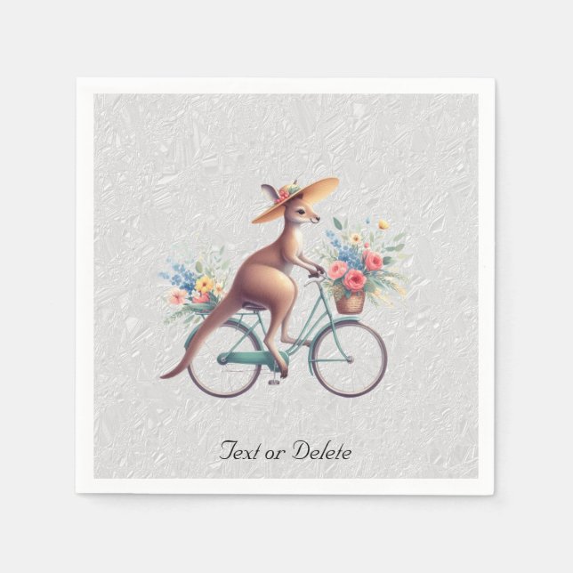 Floral Bicycle Kangaroo Napkins Serviette (Vorderseite)