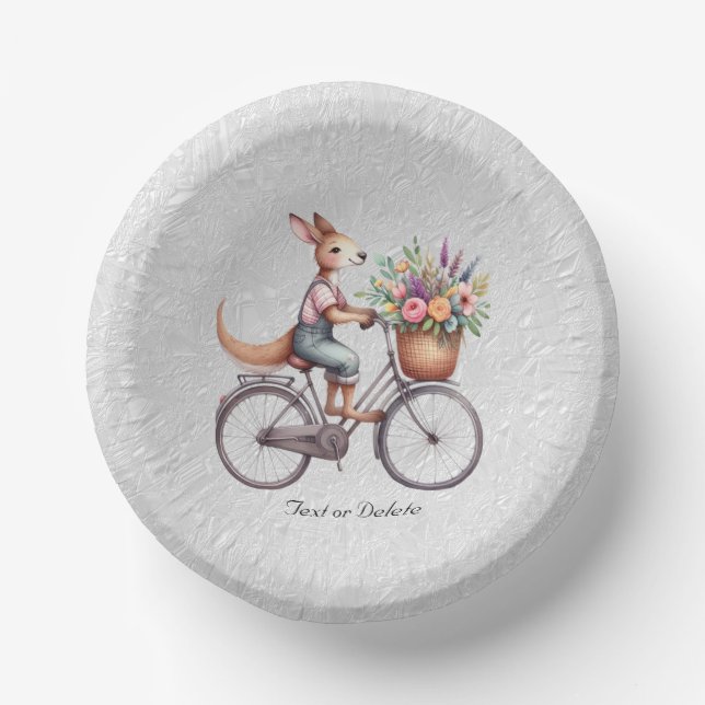 Floral Bicycle Kangaroo Paper Bowl Pappteller (Vorderseite)