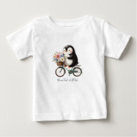 Floral Bicycle Penguin Baby T - Shirt