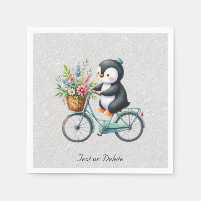 Floral Bicycle Penguin Napkins Serviette (Vorderseite)