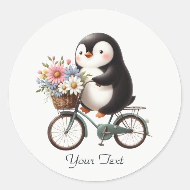 Floral Bicycle Pinguin Aufkleber (Vorderseite)