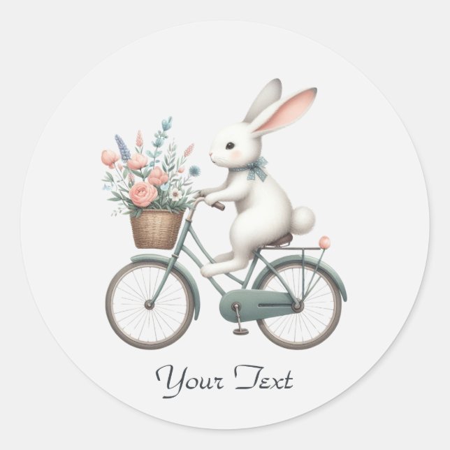 Floral Bicycle Rabbit Aufkleber (Vorderseite)