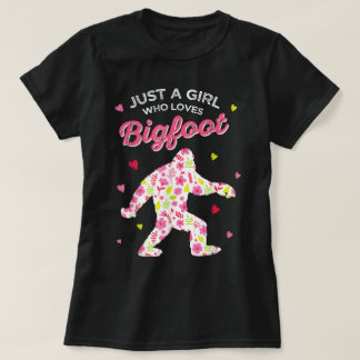 Floral Bigfoot Lover Girl Design T-Shirt