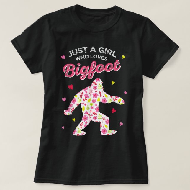 Floral Bigfoot Lover Girl Design T-Shirt (Design vorne)