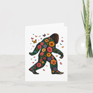 Floral Bigfoot Sasquatch Retro Farbige Blume Gi Karte