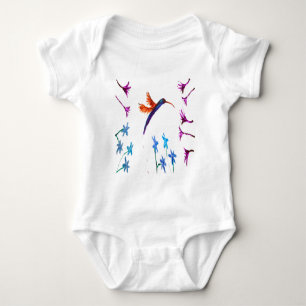 Floral Bird Art Hummingbird Baby Strampler