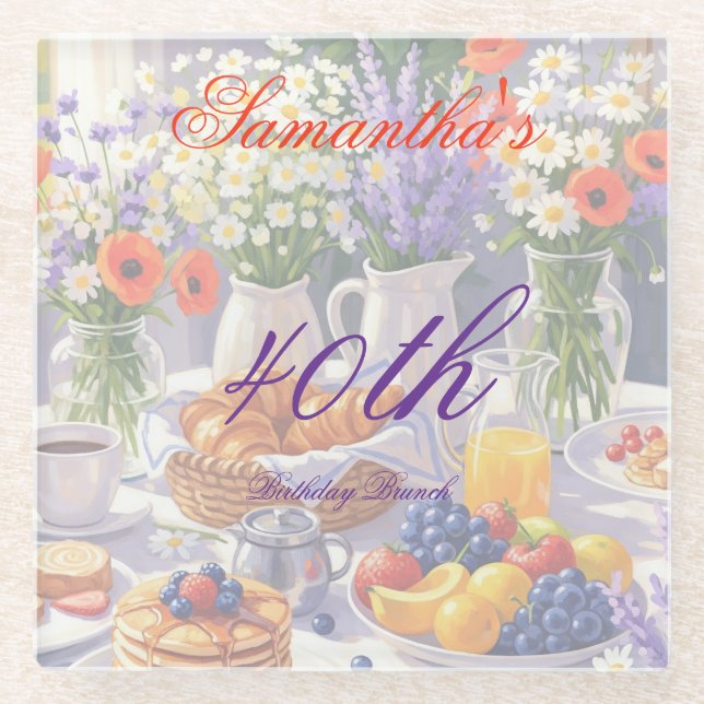 Floral Birthday Brunch Glasuntersetzer (Vorderseite)