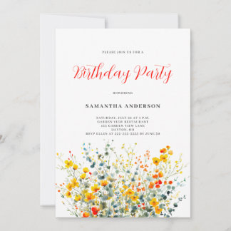 Floral Birthday Party Einladung