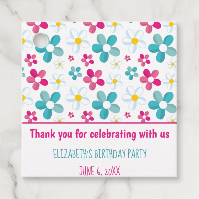 Floral Birthday Party Geschenkanhänger (Vorderseite)