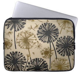 Floral Black and Gold Dandelions Laptopschutzhülle
