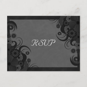 Floral Black and Gray Gothic UAWG Repcard Postkart Einladungspostkarte