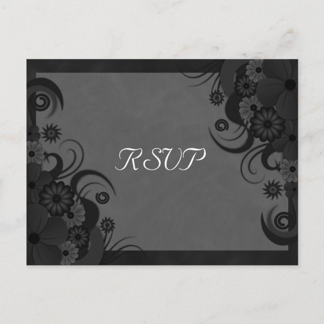 Floral Black and Gray Gothic UAWG Repcard Postkart Einladungspostkarte (Vorderseite)