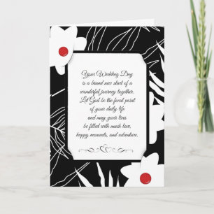 Floral Black and White Religious Wedding Karte