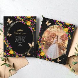 Floral Black Butterfly Quinceñera Foto