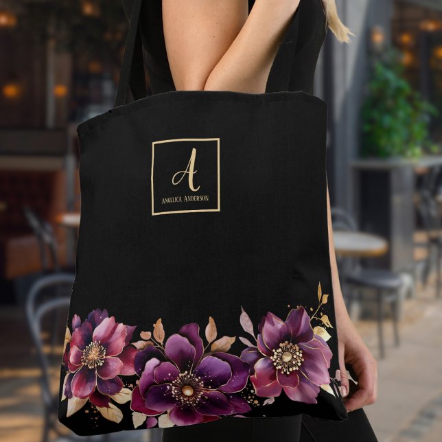 Floral Black Custom Monogram (Von Creator hochgeladen)