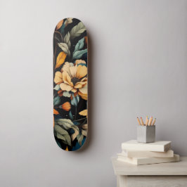 Floral Black elegant Skateboard