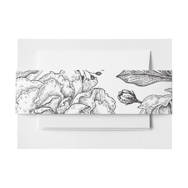 Floral Black Elegant Wedding Einladungsbanderole (Vorderseite Beispiel)