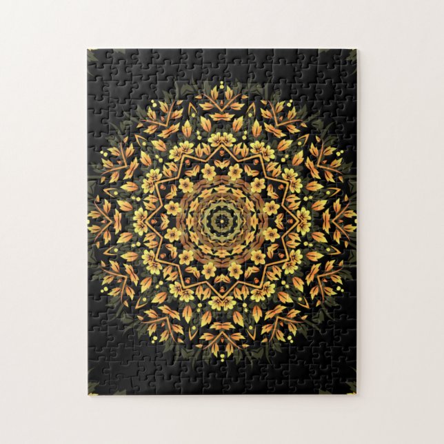 Floral Black Gold Mandala Puzzle (Vertikal)