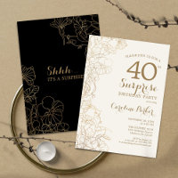 Floral Black Gold Überraschung 40. Geburtstag Part