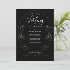 Floral Black Gothic Wedding Einladung