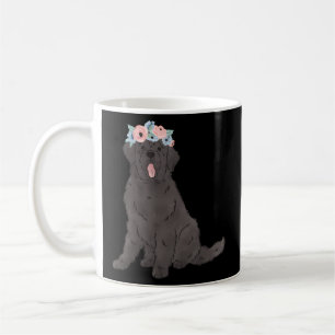 Floral Black Newfundland Dog Mama Kaffeetasse
