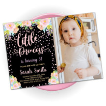 Floral Black Princess Geburtstagseinladungen W Fot