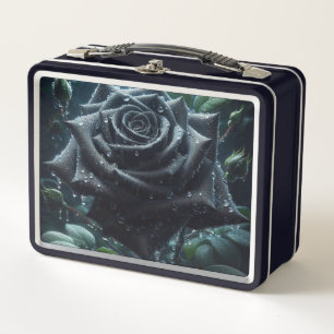 Floral Black Rose Metall Brotdose
