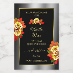 Floral Black Silver Gold Produktkennzeichnungen Ni Lebensmitteletikett