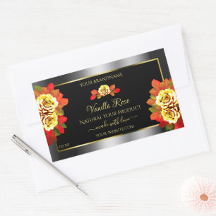 Floral Black Silver Gold Produktkennzeichnungen Ni Rechteckiger Aufkleber