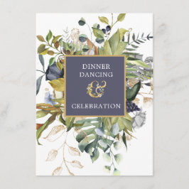 Floral |Blau-grüner w-Ampersand-Empfang Begleitkarte