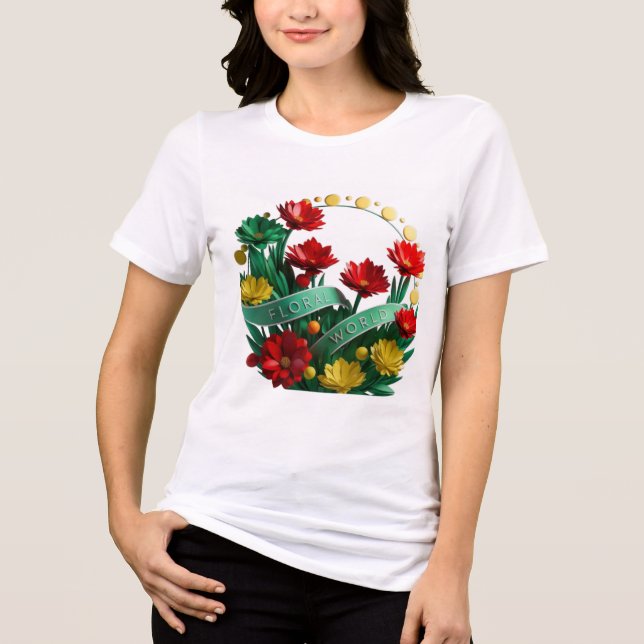 Floral Bliss Bella+Leinwand Damentriblend T-Shir Tri-Blend Shirt (Vorderseite)
