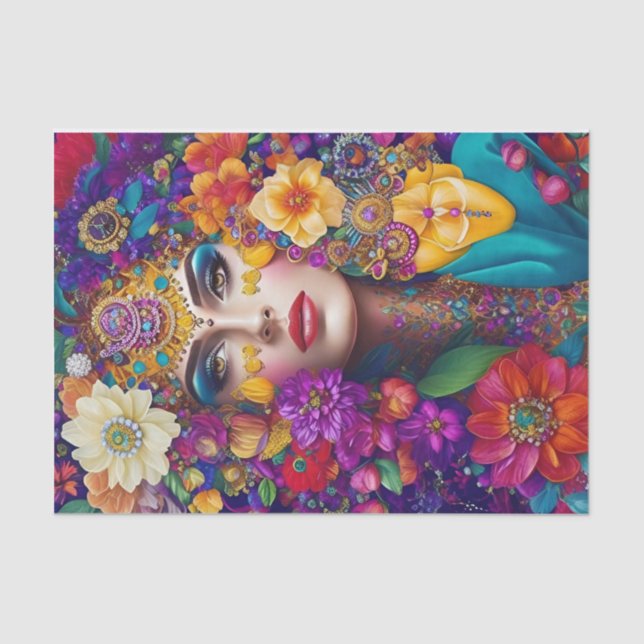 Floral Bloom Trendy Dekoupage Tissue Paper Seidenpapier (Vorderseite)